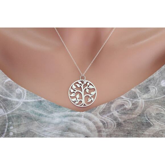 Sterling Silver Openwork Tree of Life Charm Necklace - Picture 4 of 6